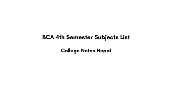 BCA 4th Semester Subjects List